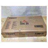 HOMCOM Kitchen Storage Cabinet, Sideboard Floor Cupboard with Solid Wood Top, Adjustable Shelf, and 2 Drawers for Living Room, and Hallway, White (Missing Hardware)