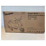 Vespa Licensed 6V Electric Motorcycle for Kids, Battery-Powered Ride-On with Music, FM Radio, and Training Wheels