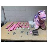 Qaba Spring Rocking Horse, Kids Ride on Horse, Plush Horse Ride-on w/ Sounds & Foot Stirrups for Kids 3-8 Years, Pink (Maybe Missing Hardware. Missing: 1 Of L, 1 Of M, 1 Of O On Manual)