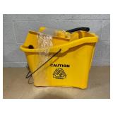 HOMCOM Mop Bucket with Wringer on Wheels for Floor Cleaning, 38 Quart Down Press Wringer with Handle, Yellow