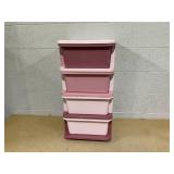 Qaba 4 Tier Kids Storage Unit, Toy Organizers and Storage with 4 Drawer Chest for Kids Bedroom Nursery Kindergarten Living Room for Boys Girls Toddlers, Pink (Slightly Used)