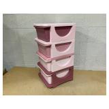Qaba 4 Tier Kids Storage Unit, Toy Organizers and Storage with 4 Drawer Chest for Kids Bedroom Nursery Kindergarten Living Room for Boys Girls Toddlers, Pink (Slightly Used)