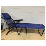 Outsunny Folding Lounge Chair w/ Reclining Back, Navy Blue