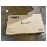 Outsunny 3 Piece Outdoor Glider Chair with Coffee Table Bistro Set, 2 Patio Rocking Swing Chairs with Breathable Sling Fabric, Glass Tabletop, for Backyard, Garden and Porch, Mixed Brown