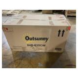 Outsunny 4 Piece Patio Furniture Set, Aluminum Conversation Set, Outdoor Garden Sofa Set with Armchairs, Loveseat, Center Coffee Table and Cushions, Cream White (Missing Back Cushions)