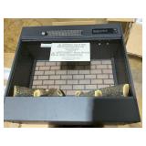 HOMCOM 32" Electric Fireplace with Mantel, Freestanding Heater with LED Log Flame, Shelf and Remote Control, 1400W, Brown