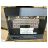 HOMCOM 32" Electric Fireplace with Mantel, Freestanding Heater with LED Log Flame, Shelf and Remote Control, 1400W, Brown