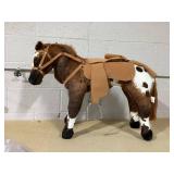 Qaba Sound-Making Ride On Horse for Toddlers 3-5, with Neighing and Galloping Sound, Stuffed Animal Horse Toy for Kids with Padding, Soft Feel, Brown