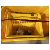 HOMCOM Compact Mop Bucket with Wringer, Mop Bucket on Wheels, 21 Quart, Separate Dirty and Clean Water, Yellow (Side A Bit Cracked)