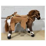 Qaba Sound-Making Ride On Horse for Toddlers 3-5, with Neighing and Galloping Sound, Stuffed Animal Horse Toy for Kids with Padding, Soft Feel, Brown