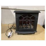 HOMCOM Electric Fireplace Heater, Freestanding Fireplace Stove with Realistic Flames Overheating Protection 750W/1500W, Black (Used, Side Is Damaged, 1 Leg Is Chipped)