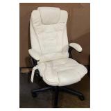HOMCOM High Back Vibration Massage Office Chair with 6 Vibration Points, Heated Reclining PU Leather Computer Chair with Armrest and Remote, Beige