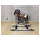 Qaba Kids Wooden Plush Ride-On Rocking Horse Chair Toy with Realistic Sounds Dark Brown/White