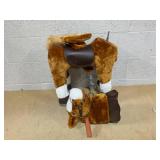 Qaba Ride on Horse, Walking Horse Toy, Kids Riding Pony w/ Wheels & Neighing Sounds for 3-5 Years, up to 132 Pounds