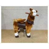 Qaba Ride on Horse, Walking Horse Toy, Kids Riding Pony w/ Wheels & Neighing Sounds for 3-5 Years, up to 132 Pounds