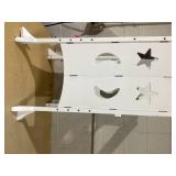 Qaba 2 in 1 Kids Foldable Kitchen Step Stool, Toddler Standing Tower with Chalkboard and Lockable Handrail for Children 3-6 Years Old, White (USED, Maybe Missing Hardware. Trasnsit Damage, See Photos)