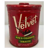 Vintage Velevet Tobacco Tin With Pipes