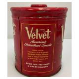 Vintage Velevet Tobacco Tin With Pipes
