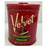 Vintage Velevet Tobacco Tin With Pipes