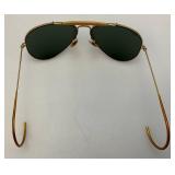 Est. $225.00 - $500.00 Vintage B & L RAY-BAN Aviator Sunglasses Gold Green with Original Case