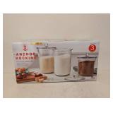 NEW ANCHOR HOCKING GOODE SUNDRY JAR GLASS STORAGE 3PC.