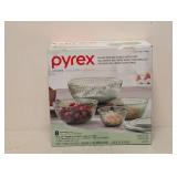PYREX 8 PIECE GLASS MIXING BOWLS WITH LID