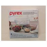 PYREX 8 PIECE GLASS MIXING BOWLS WITH LID