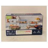 NEW SNAPWARE PYREX 18 PIECE  GLASS FOOD STORAGE SET