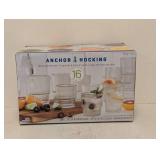 NEW ANCHOR HOCKING 16 PIECE GLASS DRINKING SET