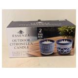 NEW ESSENZA OUTDOOR CITRONELLA CANDLE 2PK. BLUE