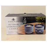 NEW ESSENZA OUTDOOR CITRONELLA CANDLE 2PK. BLUE