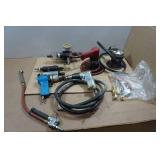 Assorted Air Tools - Drills, Sander, Hose Accessories