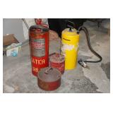 Vintage Gas Cans and Fire Extinguisher