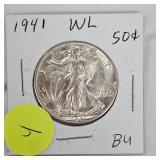 1941 Walking Liberty Half 50c BU, Gorgeous Piece