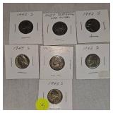Jefferson Carded War Nickels, Qty 7