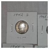 Jefferson Carded War Nickels, Qty 7