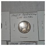 Jefferson Carded War Nickels, Qty 7