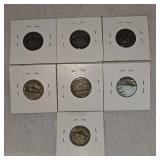 Jefferson Carded War Nickels, Qty 7