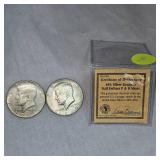 1967 Kennedy, 1968 Kennedy Halves 50c P&D