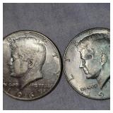 1967 Kennedy, 1968 Kennedy Halves 50c P&D