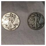2-1943 Walking Liberty Halfs 50c