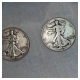 2-1943 Walking Liberty Halfs 50c