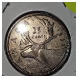 1937 Semi Key Date Canadian Quarter 25c, VF w/Toning