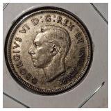 1937 Semi Key Date Canadian Quarter 25c, VF w/Toning