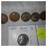 2-Steel Wheats and 6 Wheat Copper Pennies -8 total