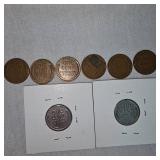 2-Steel Wheats and 6 Wheat Copper Pennies -8 total
