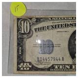 1934A $10 Silver Certificate, XF/AU