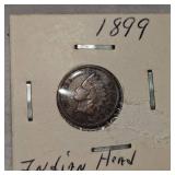 1889,1891,1899,1895,1899 Indian Head Pennies 1c VF