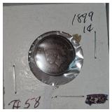 1889,1891,1899,1895,1899 Indian Head Pennies 1c VF