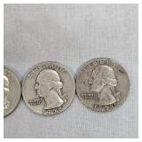 3-1958 Silver Washingtons 25c